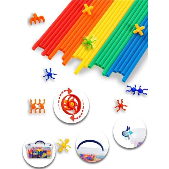 600PCS STEM Building Toy Straw Constructor Toy Up Grade Engineering Building Set - Picture 5 of 6